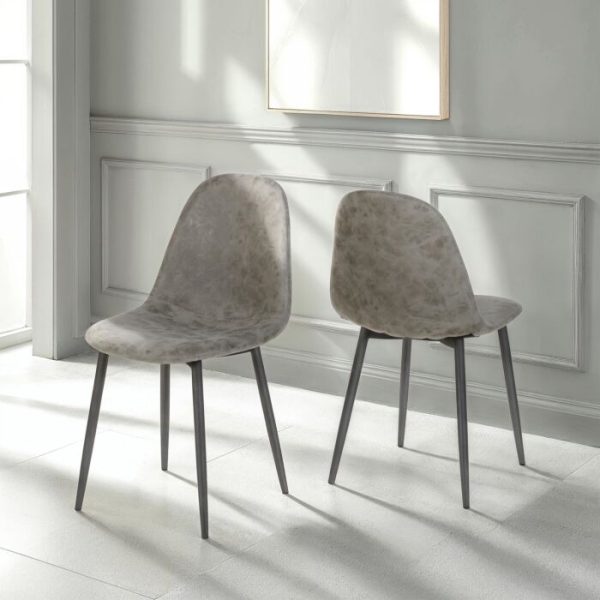 ATHENS DINING CHAIR (X2 PER BOX) - GREY FAUX LEATHER