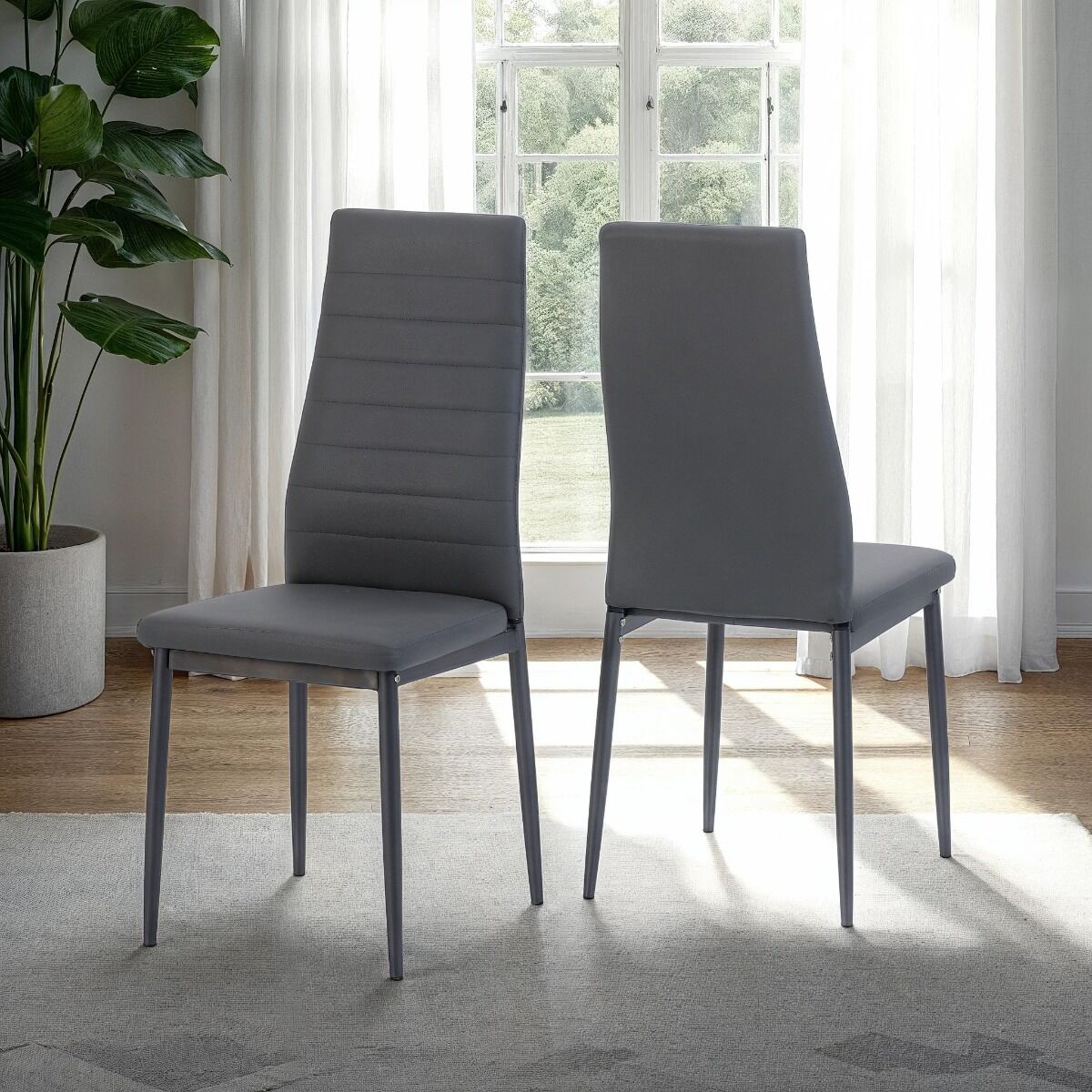 400-402-098 ABBEY DINING CHAIR (X2 PER BOX) - GREY FAUX LEATHER - Image 1