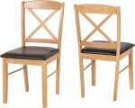 MASON DINING CHAIR (X2 PER BOX) - OAK VARNISH/BROWN FAUX LEATHER - Image 2