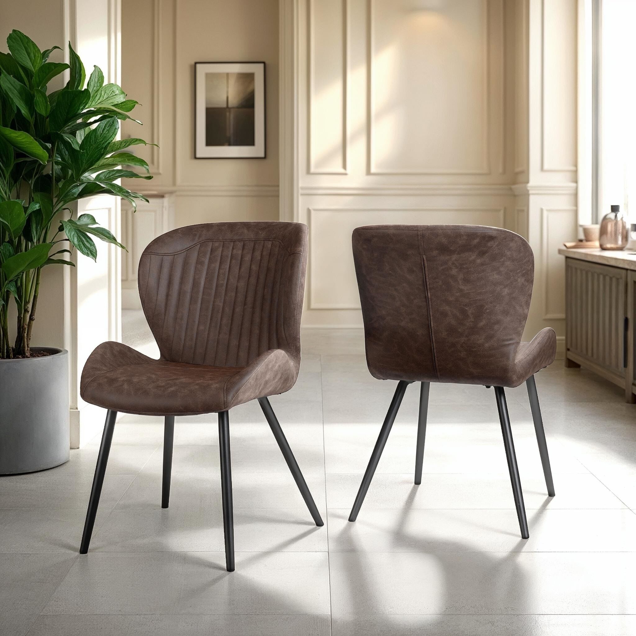 400-402-103_2 QUEBEC DINING CHAIR (X4 PER BOX) - BROWN FAUX LEATHER - Image 1