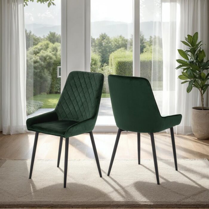 AVERY DINING CHAIR (X2 PER BOX) – EMERALD GREEN VELVET AVERY DINING CHAIR (X2 PER BOX) - EMERALD GREEN VELVET - Image 1