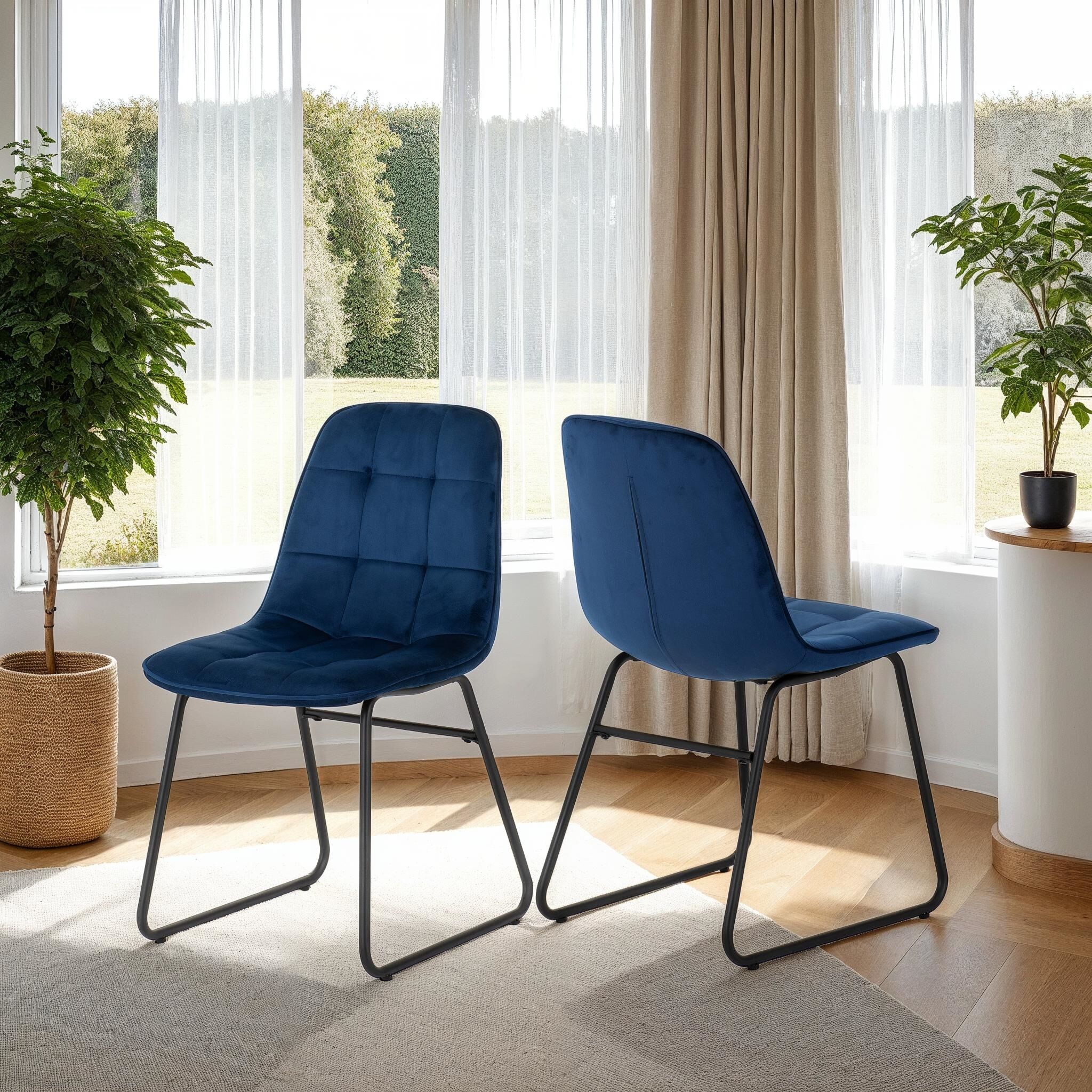 400-402-122_1 LUKAS DINING CHAIR (X2 PER BOX) - SAPPHIRE BLUE VELVET - Image 1
