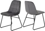 LUKAS DINING CHAIR (X2 PER BOX) - GREY VELVET - Image 2
