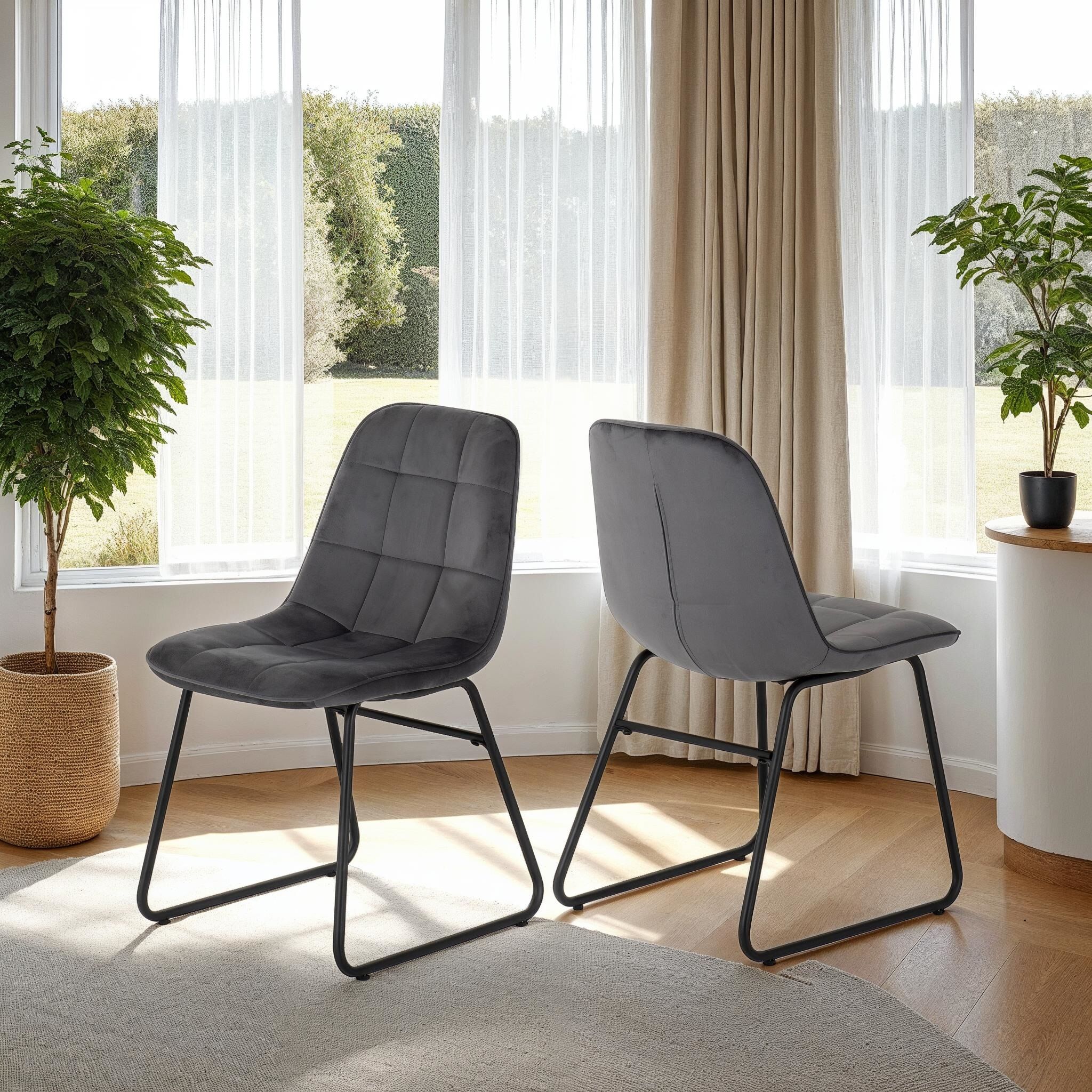 400-402-124_1 LUKAS DINING CHAIR (X2 PER BOX) - GREY VELVET - Image 1