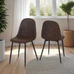 ATHENS DINING CHAIR (X2 PER BOX) - BROWN FAUX LEATHER
