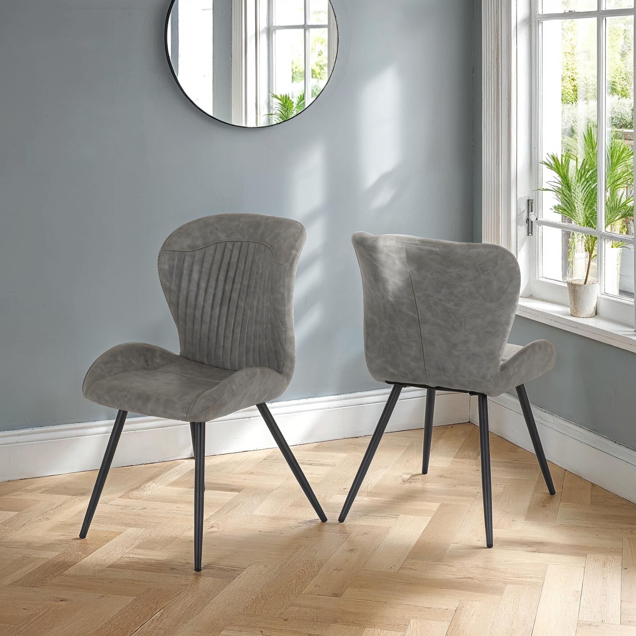 400-402-127 QUEBEC DINING CHAIR (X4 PER BOX) - GREY FAUX LEATHER - Image 1