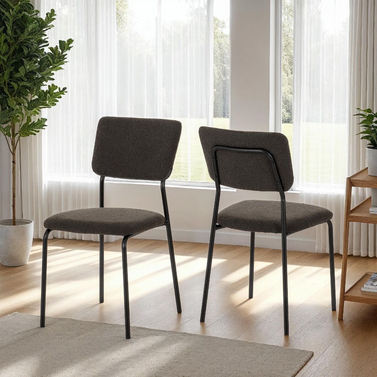 400-402-139_1 SHELDON DINING CHAIR (X4 PER BOX) - GREY BOUCLE FABRIC - Image 1