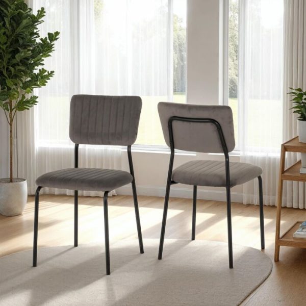SHELDON DINING CHAIR (X4 PER BOX) - GREY VELVET FABRIC
