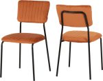 SHELDON DINING CHAIR (X4 PER BOX) - BURNT ORANGE VELVET FABRIC - Image 2