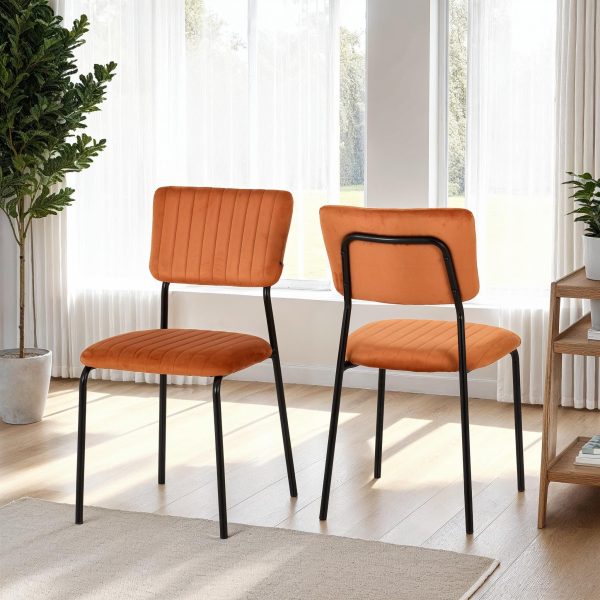 SHELDON DINING CHAIR (X4 PER BOX) - BURNT ORANGE VELVET FABRIC