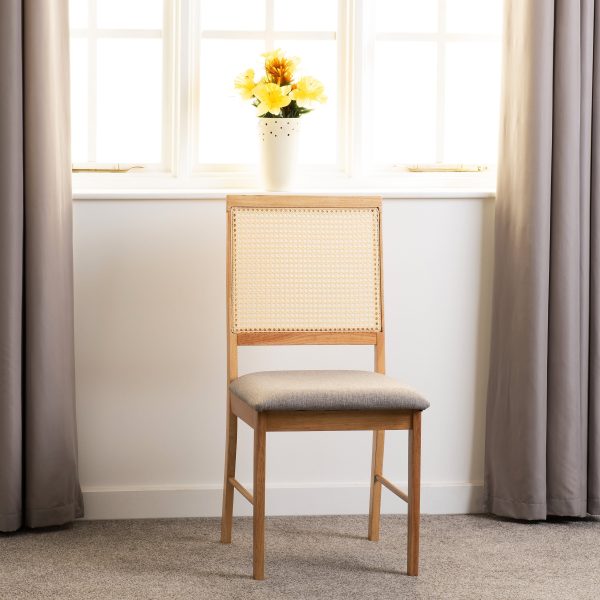 ELLIS DINING CHAIR (X2 PER BOX) - OAK EFFECT/GREY FABRIC