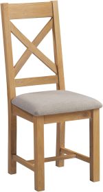 WINDSOR CROSS BACK DINING CHAIR (X2 PER BOX) - NATURAL OAK/OAT FABRIC - Image 2