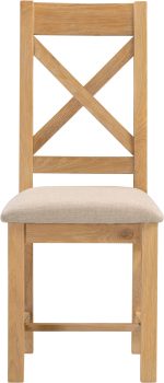 WINDSOR CROSS BACK DINING CHAIR (X2 PER BOX) - NATURAL OAK/OAT FABRIC - Image 3