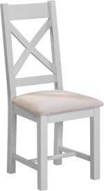 WINDSOR CROSS BACK DINING CHAIR (X2 PER BOX) - PEBBLE GREY/OAT FABRIC - Image 2