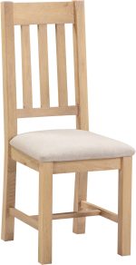 WINDSOR SLATTED DINING CHAIR (X2 PER BOX) - NATURAL OAK/OAT FABRIC - Image 2