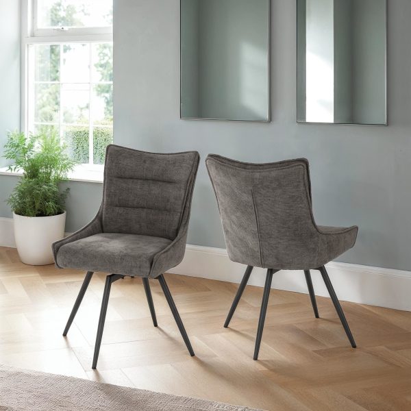LEWIS SWIVEL DINING CHAIR (X2 PER BOX) - GREY FABRIC