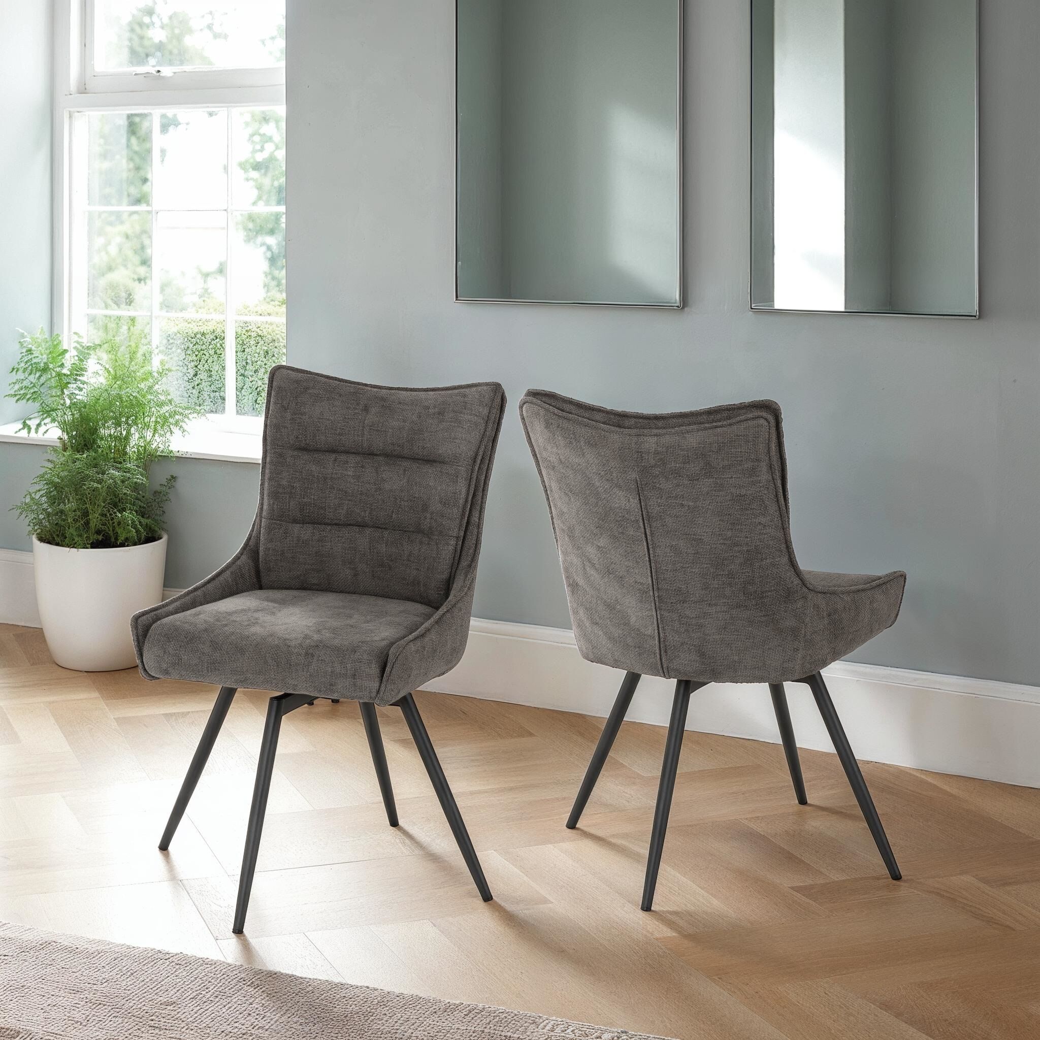 400-402-165_1 LEWIS SWIVEL DINING CHAIR (X2 PER BOX) - GREY FABRIC - Image 1