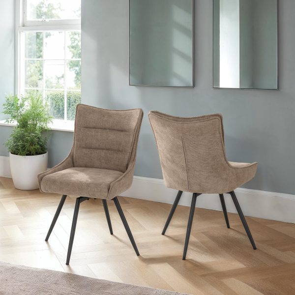 LEWIS SWIVEL DINING CHAIR (X2 PER BOX) - FAWN FABRIC
