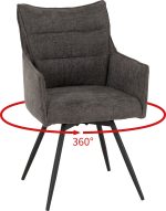 LEWIS CARVER SWIVEL DINING CHAIR (X2 PER BOX) - GREY FABRIC - Image 2