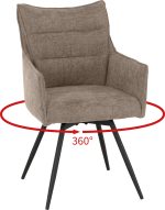LEWIS CARVER SWIVEL DINING CHAIR (X2 PER BOX) - FAWN FABRIC - Image 2