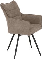 LEWIS CARVER SWIVEL DINING CHAIR (X2 PER BOX) - FAWN FABRIC - Image 3
