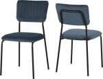 SHELDON DINING CHAIR (X4 PER BOX) - NAVY BLUE VELVET FABRIC - Image 3