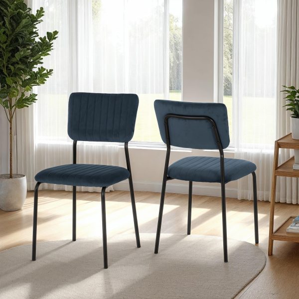 SHELDON DINING CHAIR (X4 PER BOX) - NAVY BLUE VELVET FABRIC