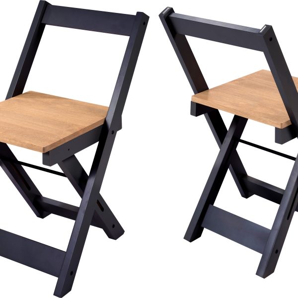 SANTOS FOLDING CHAIR (X2 PER BOX) - NAVY BLUE/DISTRESSED WAXED PINE
