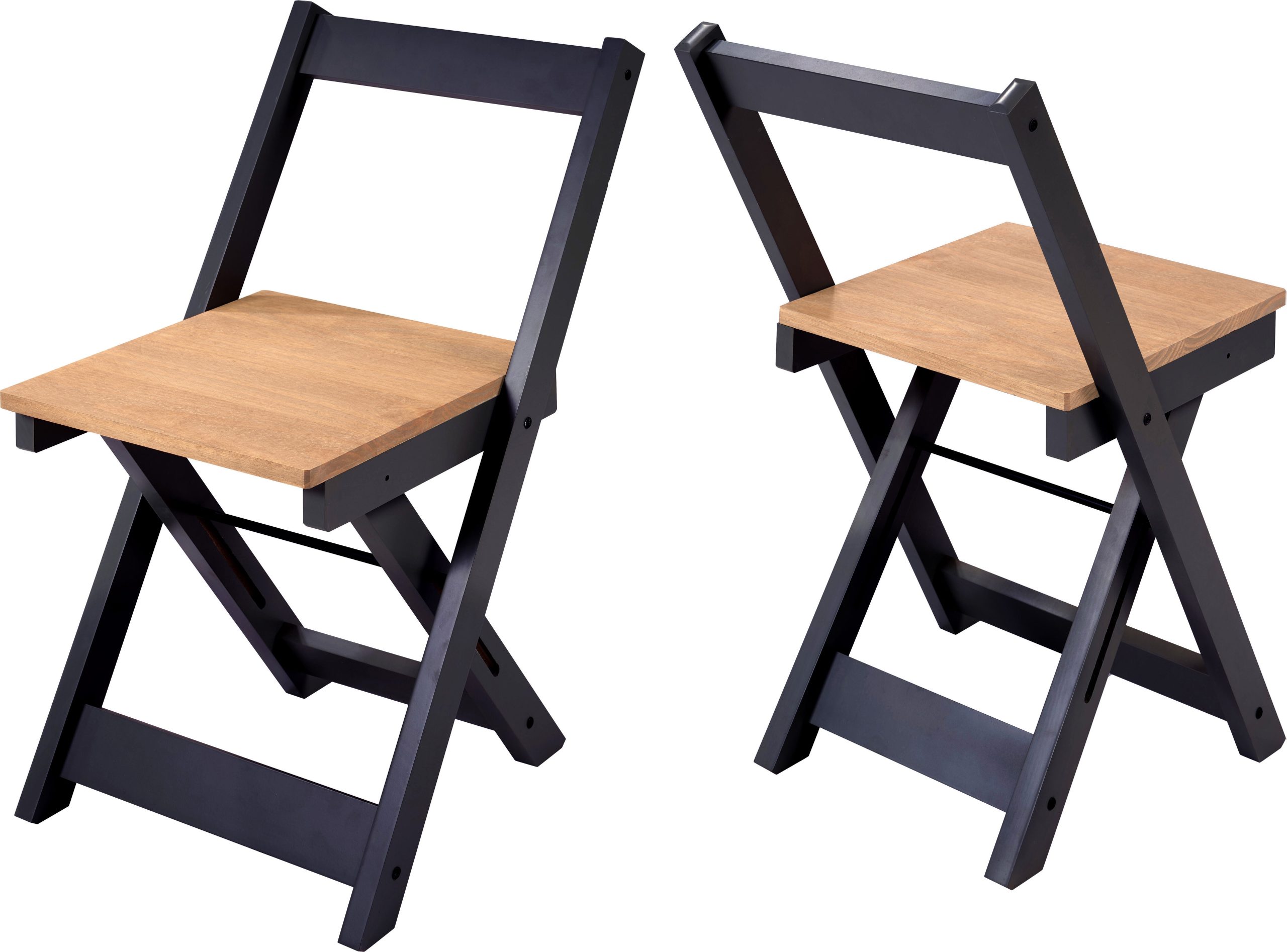 400-402-172_11 SANTOS FOLDING CHAIR (X2 PER BOX) - NAVY BLUE/DISTRESSED WAXED PINE - Image 1
