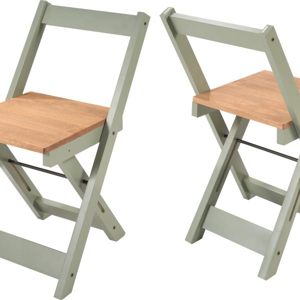 SANTOS FOLDING CHAIR (X2 PER BOX) - GREEN/DISTRESSED WAXED PINE