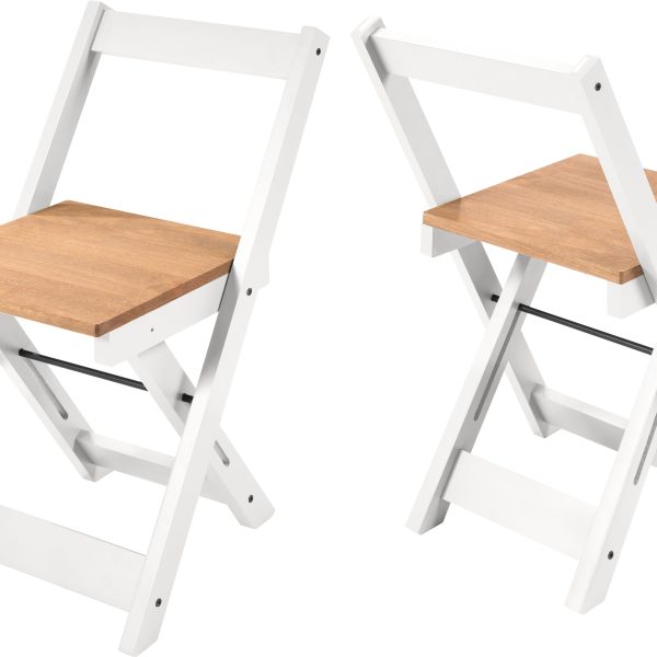 SANTOS FOLDING CHAIR (X2 PER BOX) - WHITE/DISTRESSED WAXED PINE