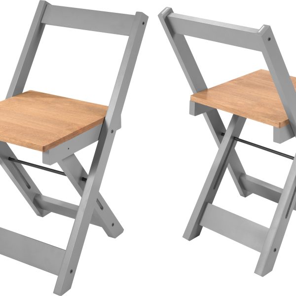 SANTOS FOLDING CHAIR (X2 PER BOX) - GREY SLATE/DISTRESSED WAXED PINE
