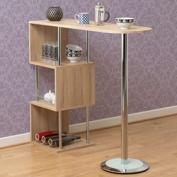 CHARISMA HOME BAR TABLE - LIGHT SONOMA OAK/CHROME