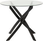 SHELDON ROUND GLASS TOP DINING TABLE - CLEAR GLASS/BLACK - Image 2
