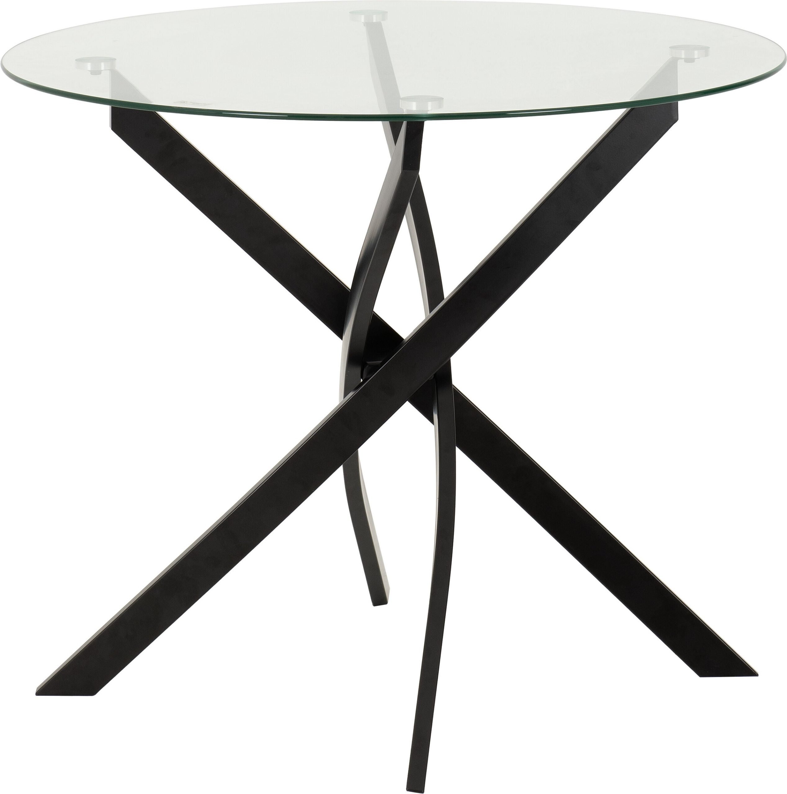 400-403-067_2 SHELDON ROUND GLASS TOP DINING TABLE - CLEAR GLASS/BLACK - Image 1