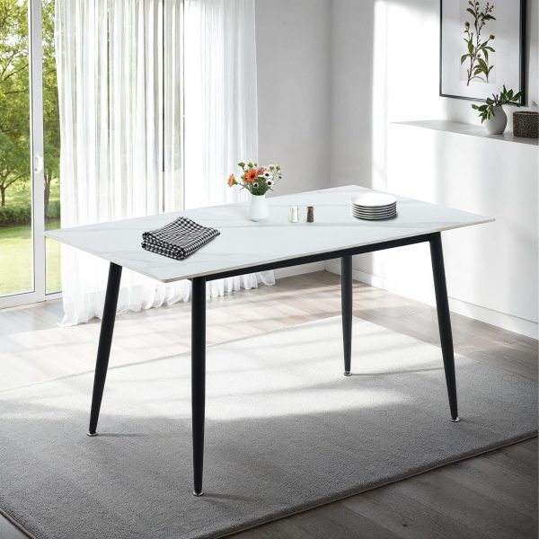 FENTON DINING TABLE - WHITE MARBLE STONE EFFECT