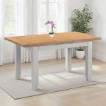 WINDSOR EXTENDING DINING TABLE - PEBBLE GREY/OAK