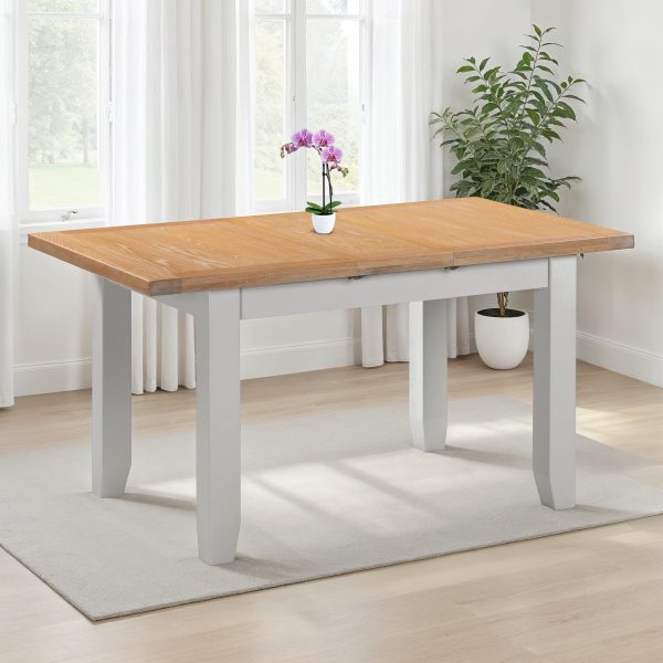WINDSOR EXTENDING DINING TABLE - PEBBLE GREY/OAK