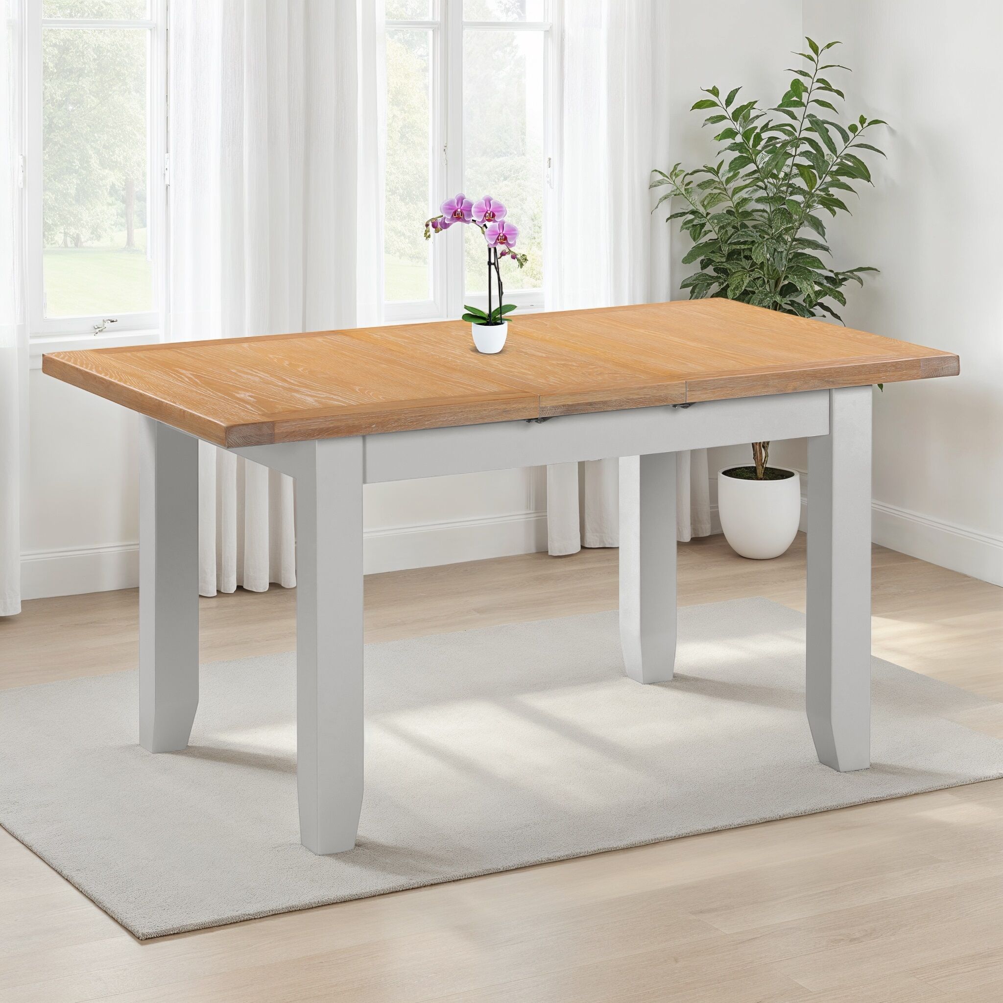 400-403-076 WINDSOR EXTENDING DINING TABLE - PEBBLE GREY/OAK - Image 1