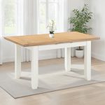WINDSOR EXTENDING DINING TABLE - IVORY/OAK