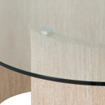 MODENA DINING TABLE - CLEAR GLASS/CREAM MARBLE EFFECT - Image 3