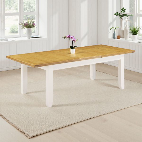 WINDSOR LARGE EXTENDING DINING TABLE - IVORY/OAK
