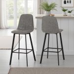 QUEBEC BAR CHAIR (PAIR) - GREY FAUX LEATHER