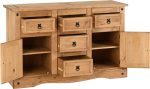 CORONA 2 DOOR 5 DRAWER SIDEBOARD - DISTRESSED WAXED PINE - Image 3