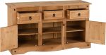 CORONA 3 DOOR 3 DRAWER SIDEBOARD - DISTRESSED WAXED PINE - Image 2