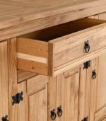 CORONA 4 DOOR 1 DRAWER SIDEBOARD - DISTRESSED WAXED PINE - Image 3