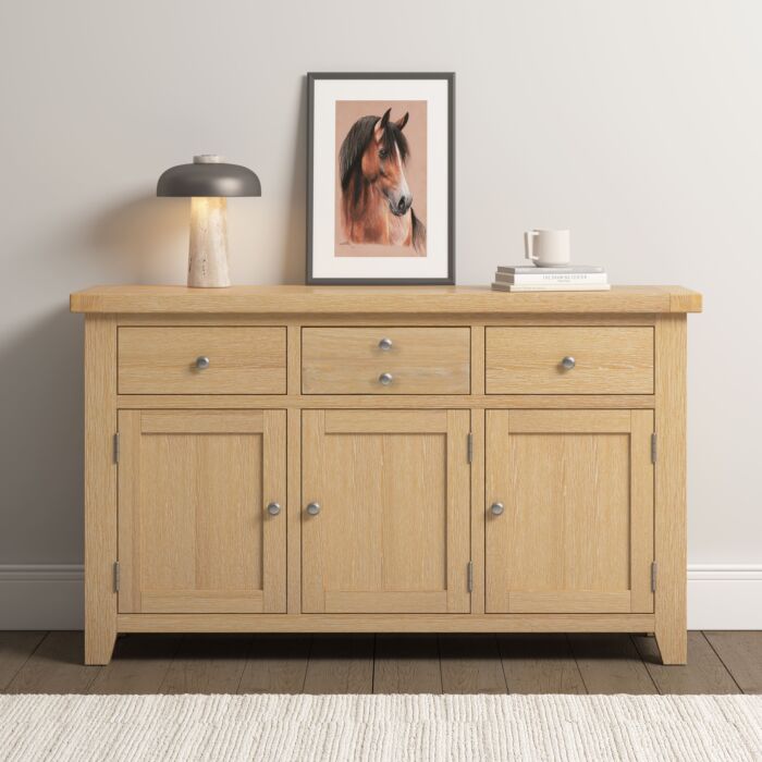 400-405-049_1 WINDSOR 3 DOOR 3 DRAWER SIDEBOARD - NATURAL OAK - Image 1