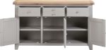 WINDSOR 3 DOOR 3 DRAWER SIDEBOARD - PEBBLE GREY/OAK - Image 2