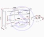 WINDSOR 3 DOOR 3 DRAWER SIDEBOARD - PEBBLE GREY/OAK - Image 4