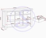 WINDSOR 3 DOOR 3 DRAWER SIDEBOARD - IVORY/OAK - Image 4
